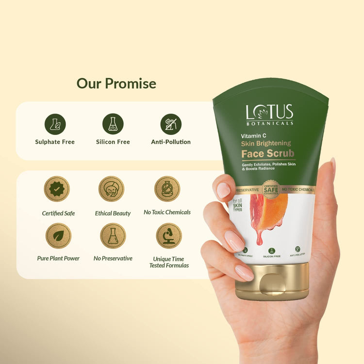 Lotus Botanicals Skin Brightening Face Scrub | Vitamin C | Sulphate, Silicon & Chemical Free | All Skin Types | 100g
