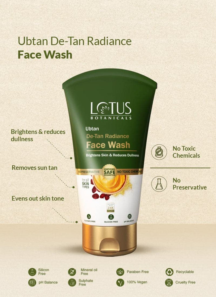 Lotus Botanicals Ubtan De-Tan Radiance Face Wash 100ml With Ubtan De-Tan Radiance Face Scrub 100ml ( pack of2)