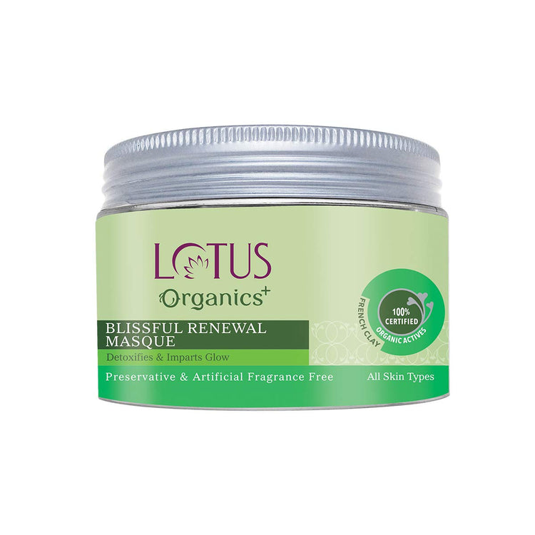 Lotus Organics+ Blissful Renewal Face Mask | For Skin Detoxification & Natural Glow | All Skin Types | 50g