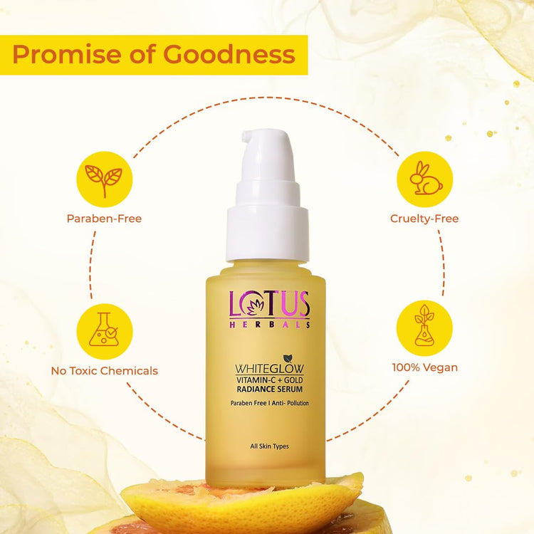 Lotus Herbals WhiteGlow Vitamin C and Gold Radiance Face Wash(100g) and Face Serum(30ml) | 130g