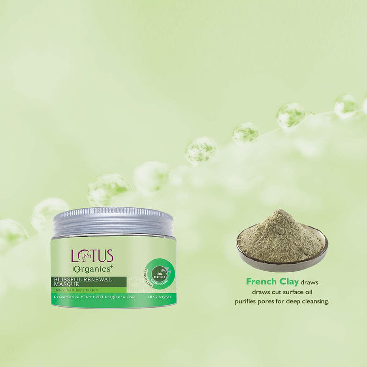Lotus Organics+ Blissful Renewal Face Mask | For Skin Detoxification & Natural Glow | All Skin Types | 50g