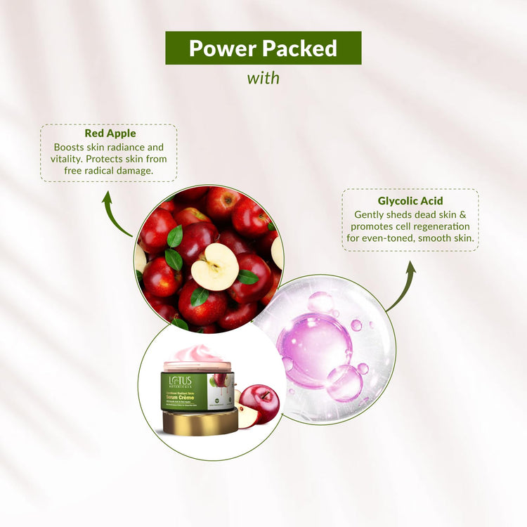Lotus Botanicals GlycoBoost Radiant Skin Serum Crème with Red Apple & Glycolic Acid | For Glass Like Skin, Clear and Flawless Skin | Luminous Complexion | SPF 20 for Sun Protection | No Preservatives, No Toxic Chemicals | No Sulphates | No Silicones | Sui