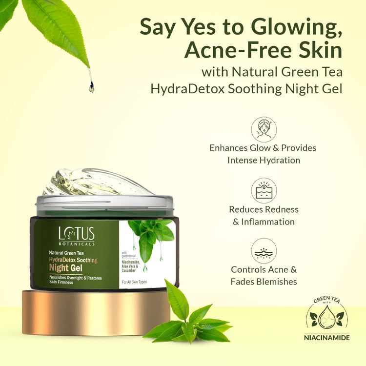 Lotus Botanicals Natural Green Tea HydraDetox Soothing Night Gel with Niacinamide 50G