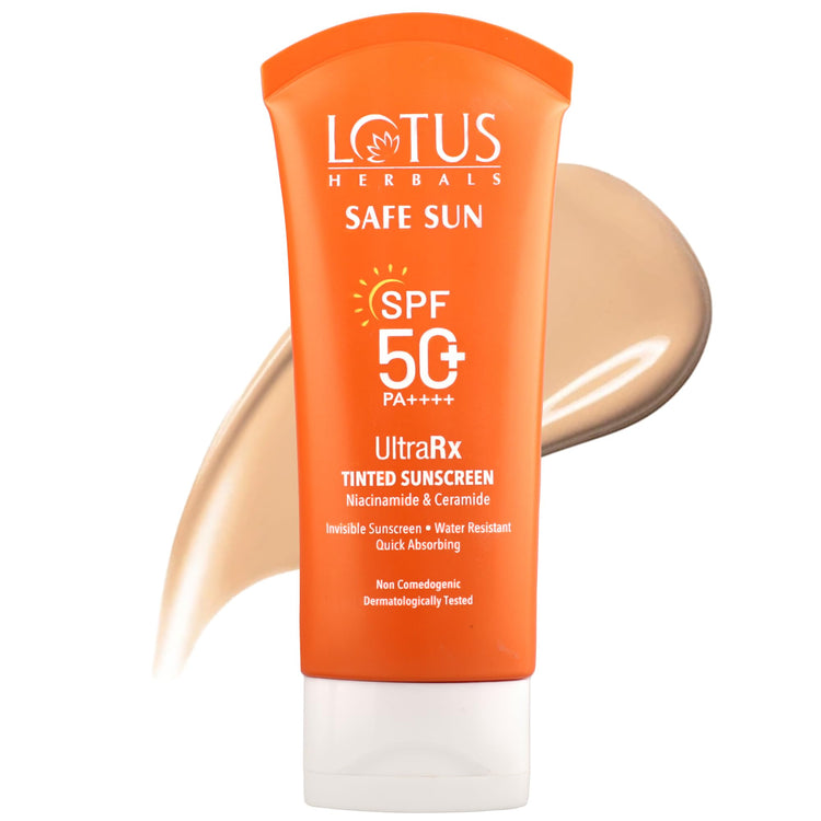 Lotus Herbals SafeSun UltraRx Tinted - S2 Sunscreen SPF 50+ and PA++++ For UV/Blue Filters, Broad Spectrum Protection with Niacinamide and Ceramide, Non Oily, Dermatologically Tested, For Oily, Dry, Combination Skin, 50g