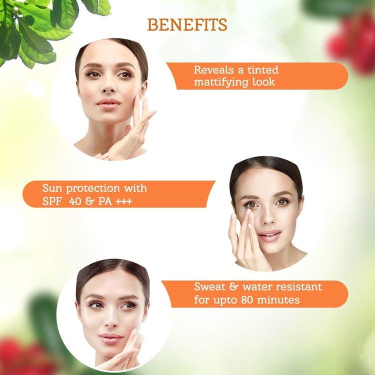 Lotus Organics+ Ultra Matte Tinted Face Sunscreen Cream, SPF 40 PA+++ | Natural, Mineral Based, Chemical Free | Matte Finish | Sun Protection | 100% Certified Organic | Water & Sweat Resistant | 100g