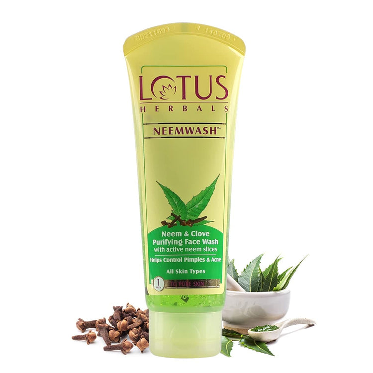 Lotus Herbals Neemwash Neem & Clove Ultra Purifying Face Wash With Active Neem Slices | Suitable For Oily To Combination Skin | For Acne Prone Skin | 150ml