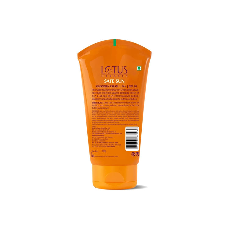 Lotus Herbals Safe Sun Sunscreen Cream - Breezy Berry SPF 20 PA+For All Skin type, Sweat & Waterproof Non-Greasy 50g,White