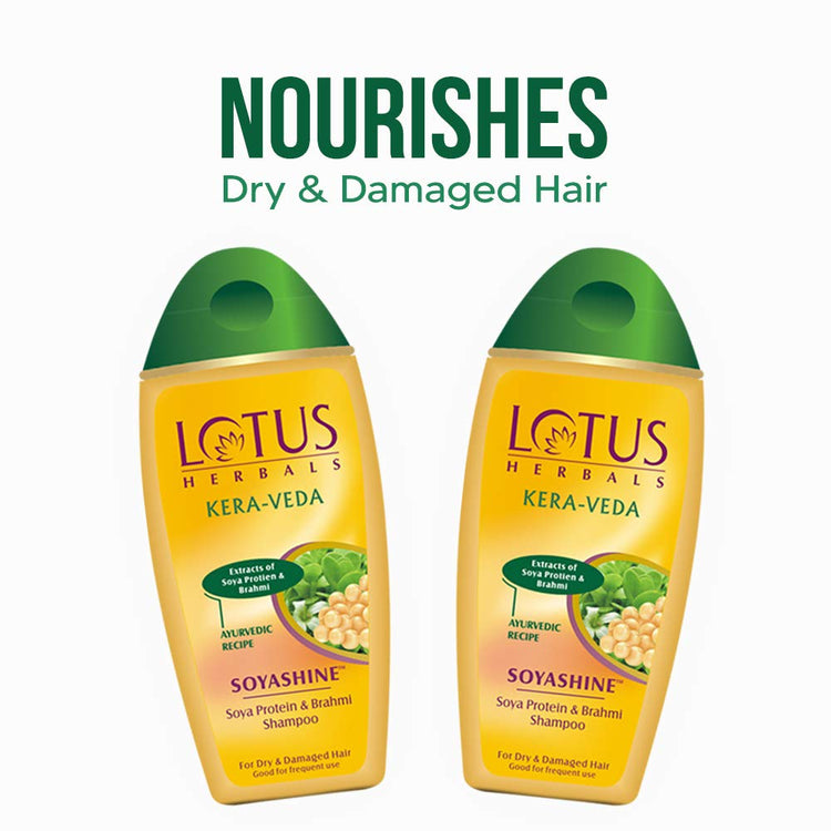Lotus Herbals Kera-Veda Soyashine Soya Protein & Brahmi Shampoo | Preservative Free Shampoo | For All Hair Types | 200ml