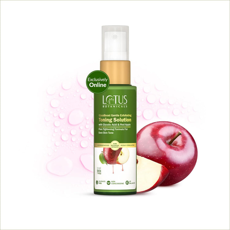 Lotus Botanicals GlycoBoost Gentle Exfoliating Toning Solution 50ml With Glycolic & Red Apple | Pore Tightening Formula for Even Skin Tone