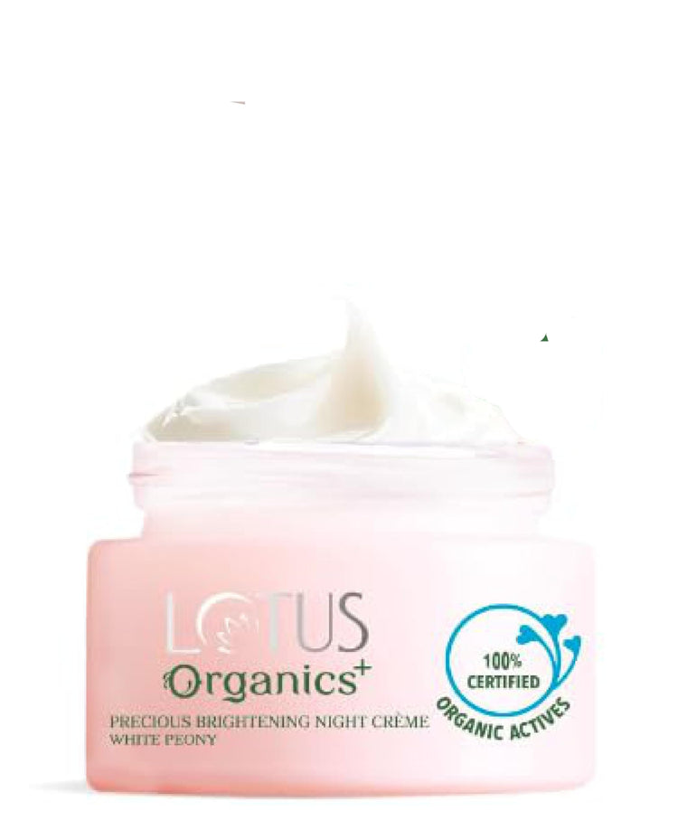 Lotus Organics+ Precious Brightening Night Cream | For Dark Spots, Blemishes & Pigmentation | Night Moisturiser | 30g