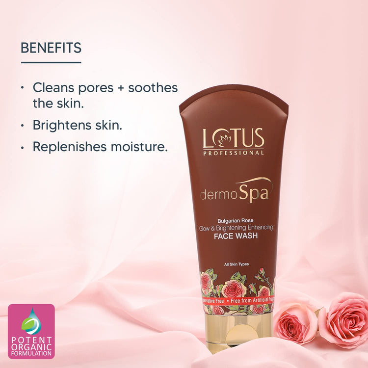 Lotus Professional DermoSpa Bulgarian Rose Glow & Brightening Enhancing Face Wash | Bulgarian Rose | Preservatives free | 80g