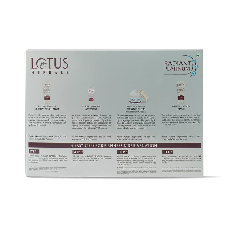 Lotus Herbals Radiant Platinum Cellular Anti-Ageing Facial Kit 5 in 1 Pack | 170g