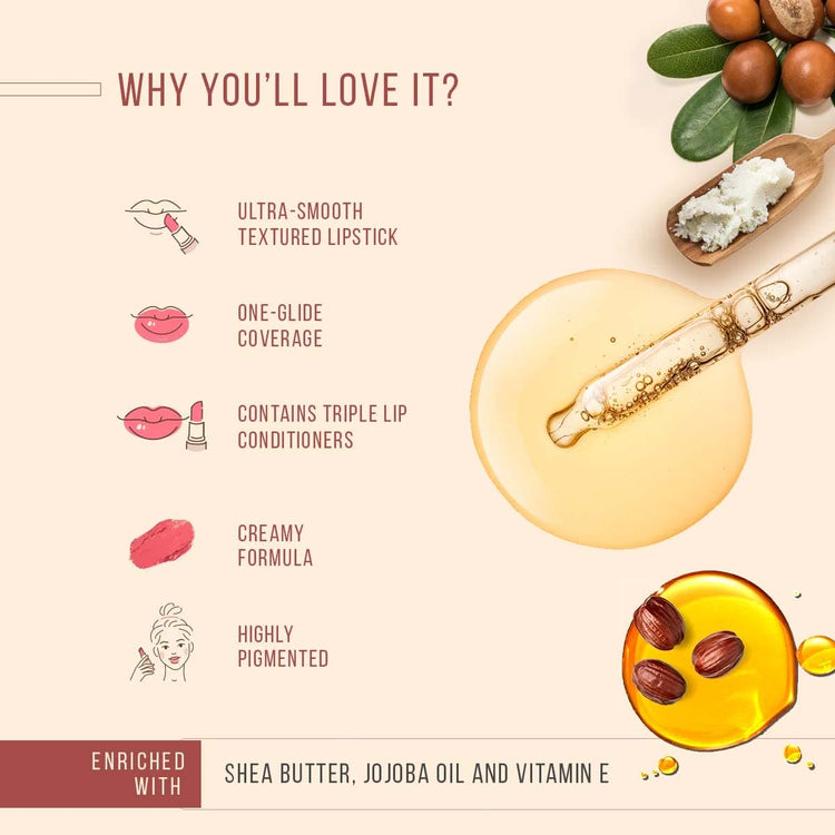 Lotus Makeup Ecostay Butter Matte Lip Color Coral Vogaye, Red, 4 g