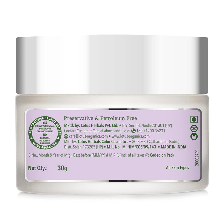 Lotus Organics+ Bakuchiol Plant Retinol Recovery Night Cream | Reduces Fine Lines & Wrinkles | Anti Ageing | Certified Organic | 50g