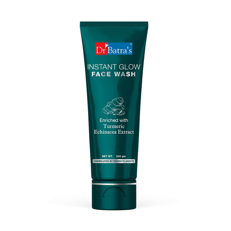 Dr Batra's Instant Glow Face Wash, Enriched with Echinacea & Turmeric, Repairs Skin Damage, Prevents infections, Face Wash for Skin Complexion & Glowing skin, Paraben & Silicone free(100g)