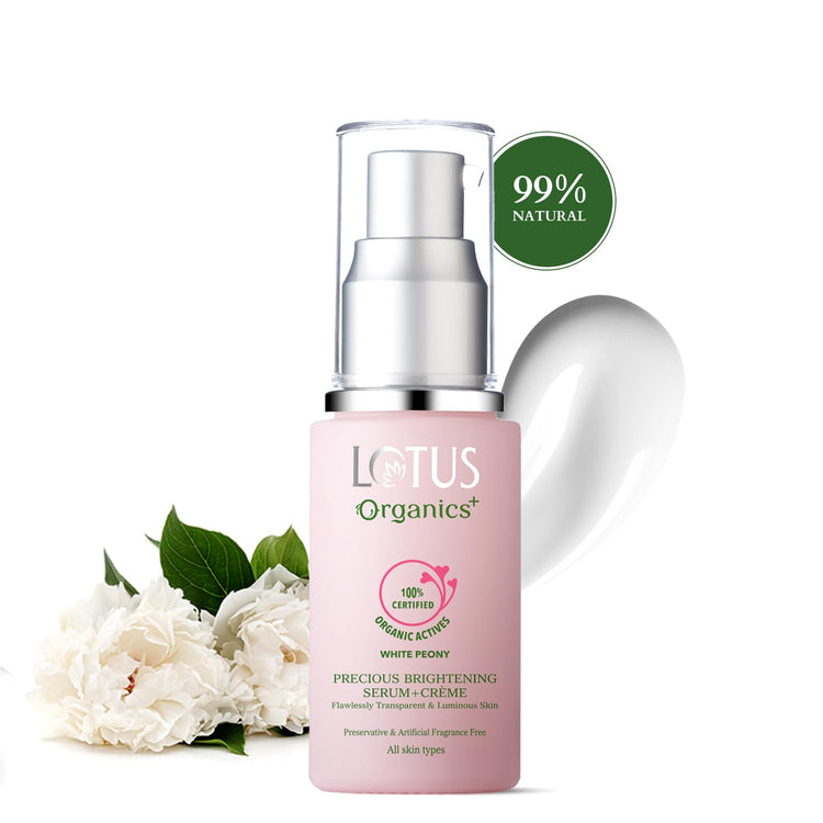 Lotus Organics+ Precious Brightening Serum + Cream | 100% Organic White Peony | Sulphate & Paraben Free | All Skin Types | 30g