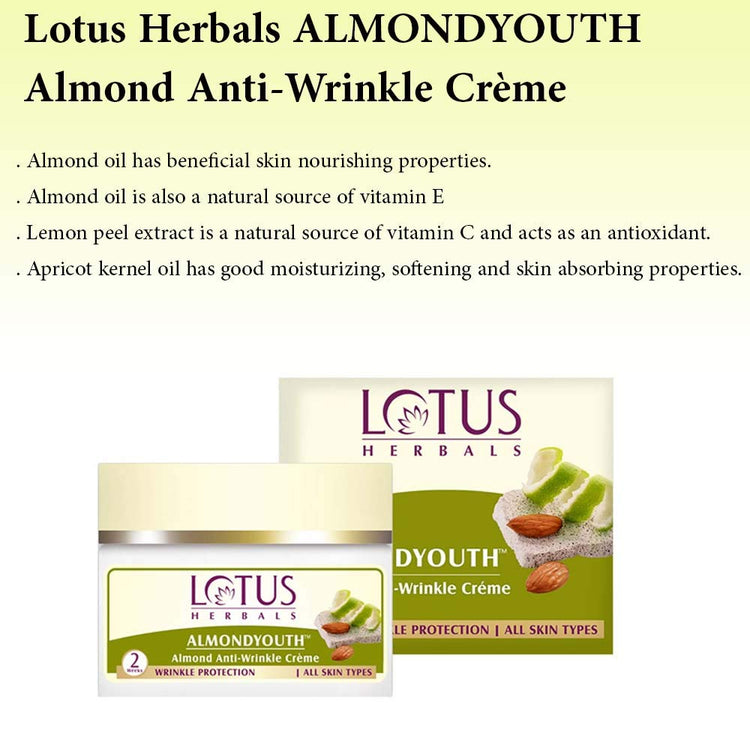 Lotus Herbals Almondyouth Almond Anti-Wrinkle Cream, 50g