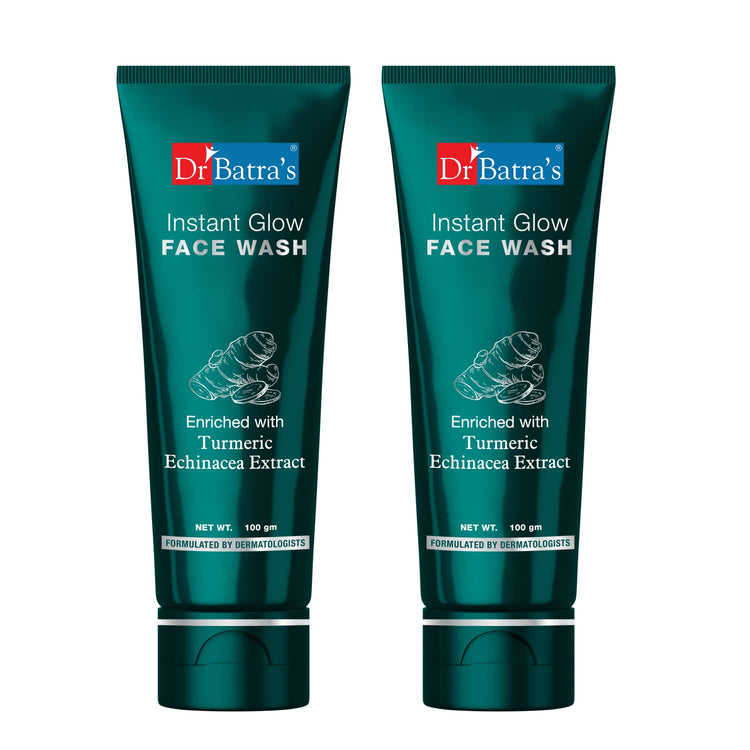 Dr Batra's Instant Glow Face Wash, Enriched with Echinacea & Turmeric, Repairs Skin Damage, Prevents infections, Face Wash for Skin Complexion & Glowing skin, Paraben & Silicone free(100g)