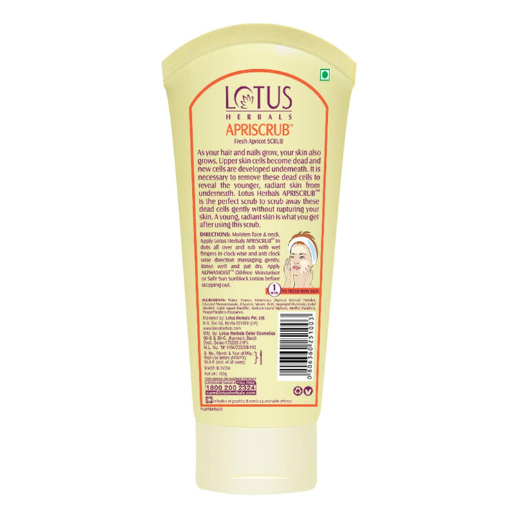 Lotus Herbals Apriscrub Fresh Apricot Scrub | Natural Exfoliating Face Scrub | Chemical Free | For All Skin Types |100G