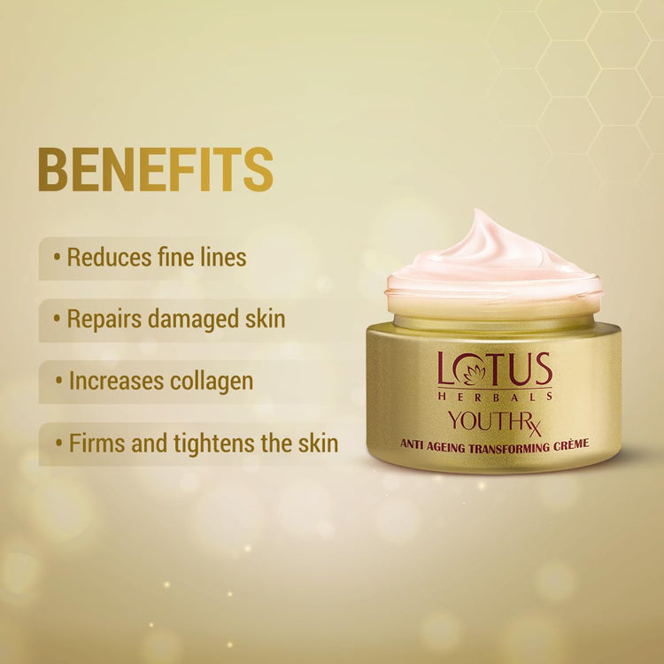 Lotus Herbals YouthRx Anti Ageing Transforming Cream SPF 25 | PA+++ | Preservative Free | 50g