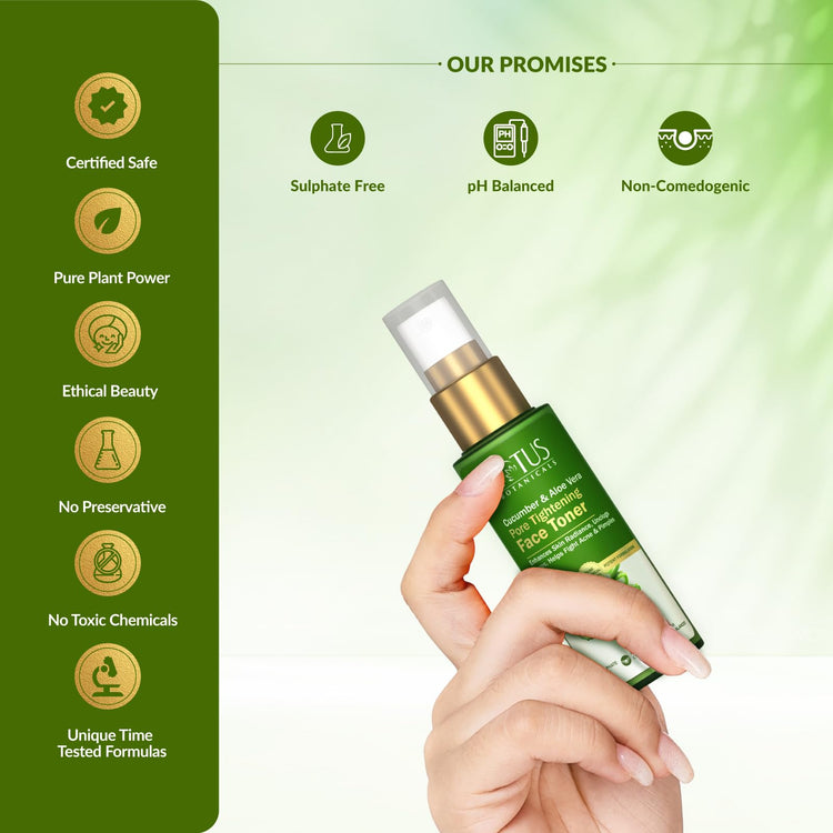 Lotus Botanicals Cucumber & Aloe Vera Face Pore Tightening Toner 50ml | Enhance Skin Radiance Uncloge Pores Helps Fight Acne & Pimples