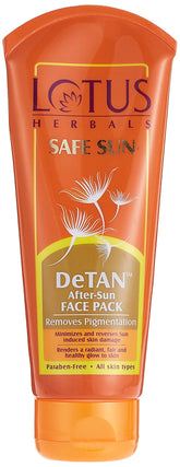 Lotus Safe Sun DeTan After-Sun Face Pack| Horse chestnut extracts| reduces Sun Tan, Brightens Skin| All skin types| 100g