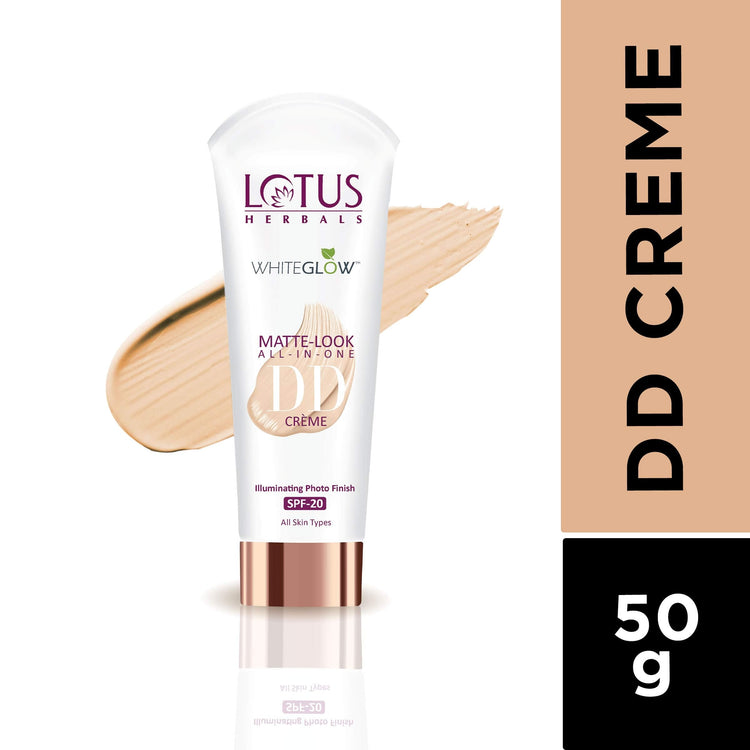 Lotus Herbals Whiteglow Matte Look All In One DD Cream - Pink Beige | SPF 20 | All Skin Types | 50g