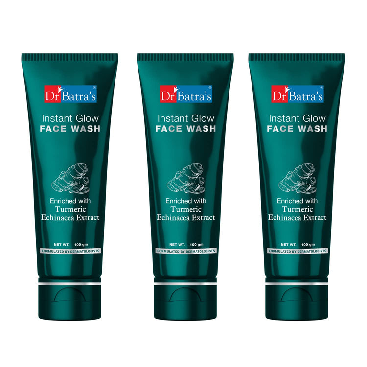 Dr Batra's Instant Glow Face Wash, Enriched with Echinacea & Turmeric, Repairs Skin Damage, Prevents infections, Face Wash for Skin Complexion & Glowing skin, Paraben & Silicone free(100g)