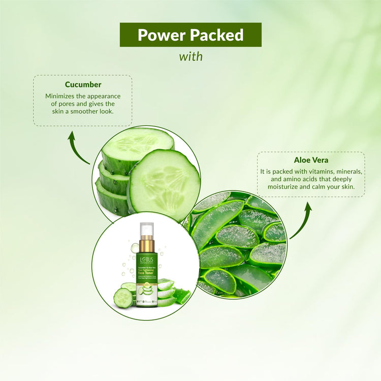 Lotus Botanicals Cucumber & Aloe Vera Face Pore Tightening Toner 50ml | Enhance Skin Radiance Uncloge Pores Helps Fight Acne & Pimples