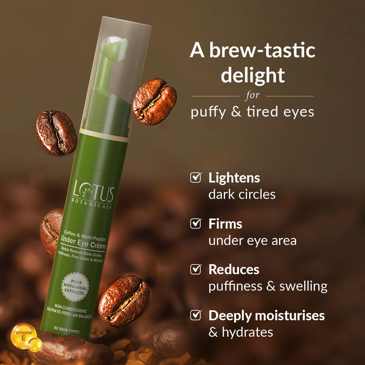 LOTUS BOTANICALS Coffee And Multi-Peptide Under Eye Crème With Vitamin E 15Ml, Liquid