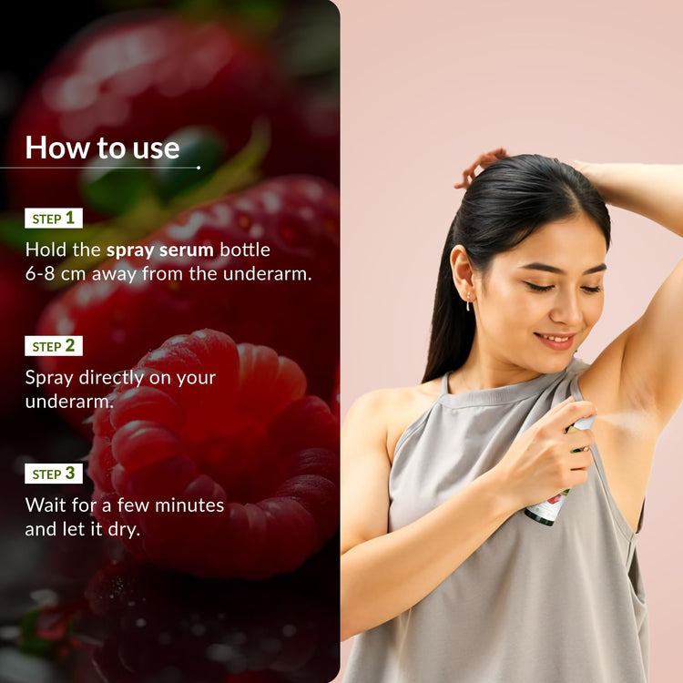 Lotus Botanicals LuminaFresh Underarm Spray Serum with Raspberry and Strawberry | Brighten Underarms and Control Sweat-Induced Odour | Antiperspirant properties | Suitable for Men & Women | Alcohol-free | Non-Aerosol | Suitable for All Skin Types | 55ml