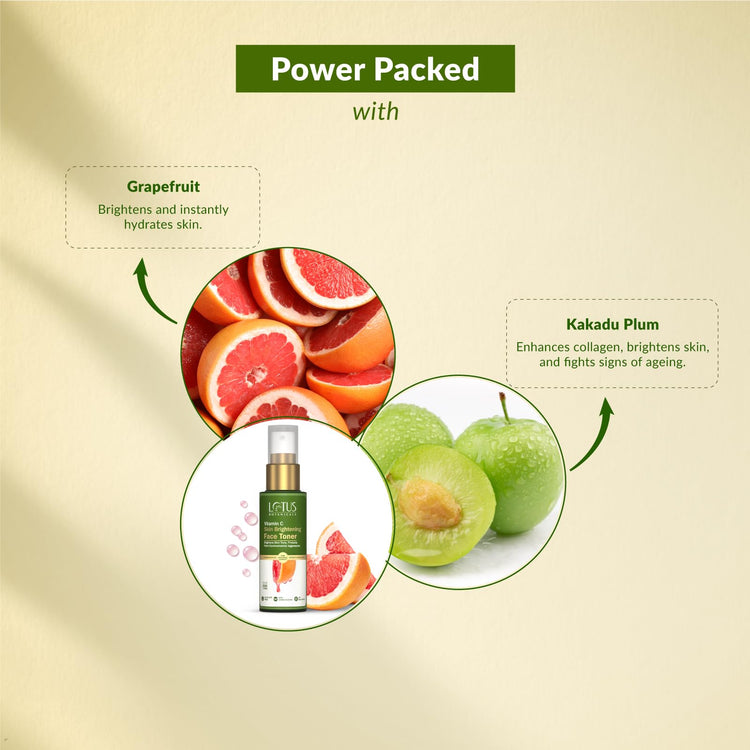 Lotus Botanicals Vitamin C Skin Brightening Face Face Toner 50ml | Brightens Skin Tone Protects from Environmental Aggressors