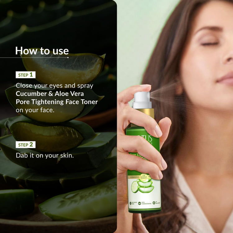Lotus Botanicals Cucumber & Aloe Vera Face Pore Tightening Toner 50ml | Enhance Skin Radiance Uncloge Pores Helps Fight Acne & Pimples