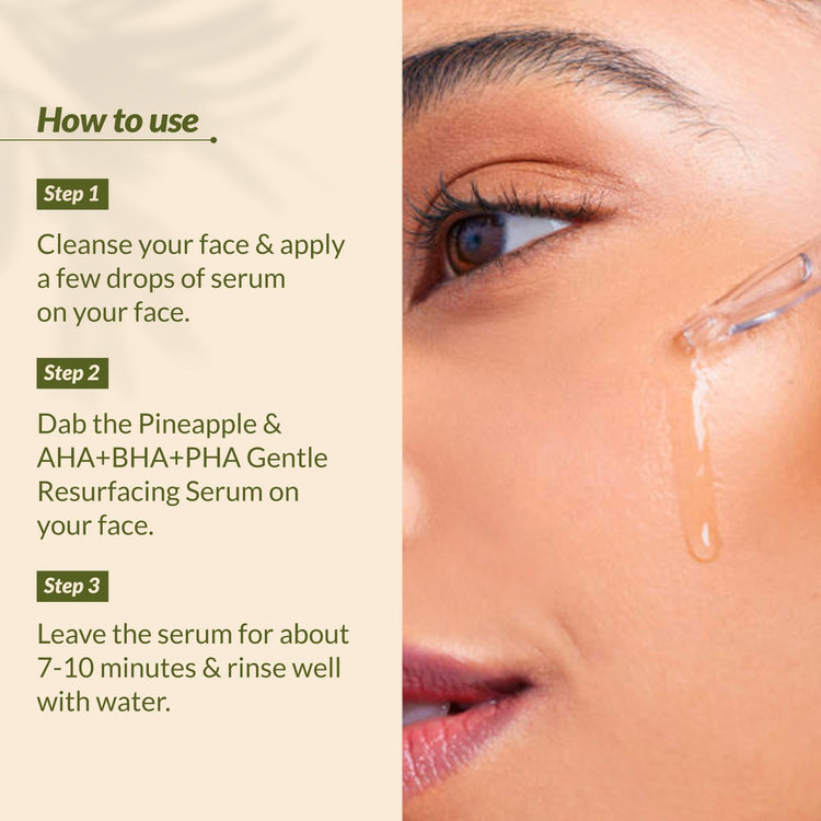 Lotus Botanicals AHA+BHA+PHA & Pineapple Gentle Resurfacing Face Serum| All Skin type|Paraben & Sulphate Free| 14ml
