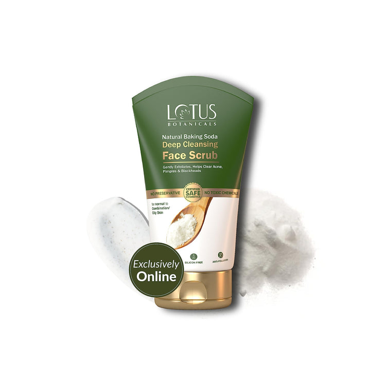 Lotus Botanicals Baking Soda Deep Cleansing Face Scrub| Oil Control, Anti - Acne | Sulphate, Silicon & Chemical Free | For Normal/Oily or Combination Skin | 100g