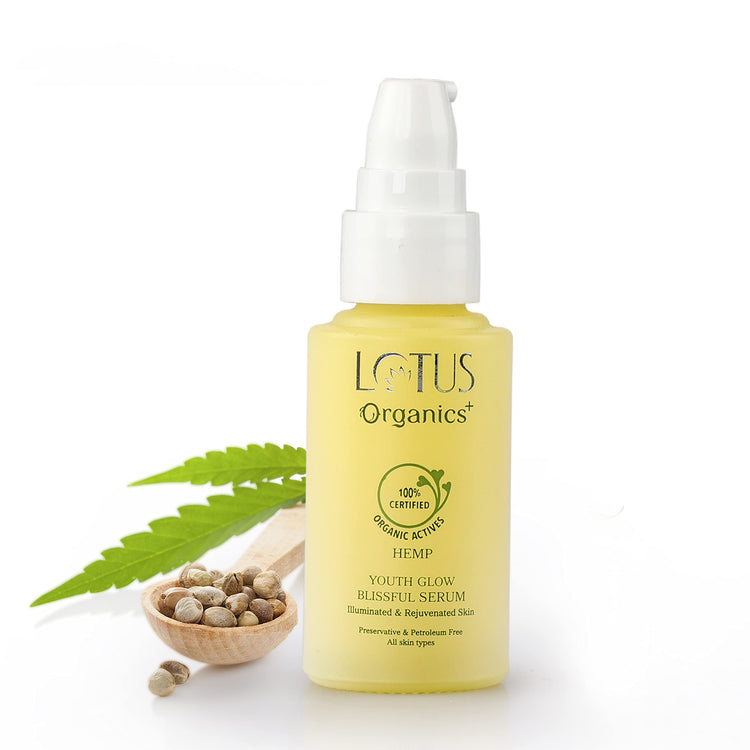 Lotus Organics+ Youth Glow Face Blissful Serum | Moisturising & Nourishing | For All Skin Types | 30ml, Yellow