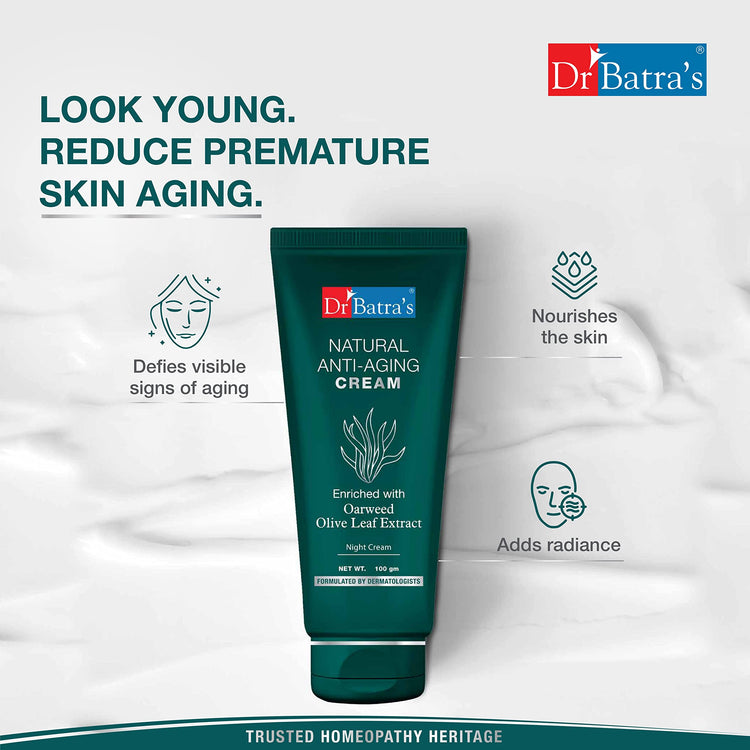 Dr Batra's Natural Anti Ageing Cream For Men & Women, Enriched with Oarweed, Stem Cell Protection, Erases Wrinkles, Suitable for all adults (100g)