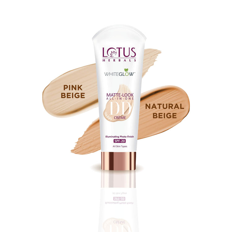 Lotus Herbals Whiteglow Matte Look All In One DD Cream - Pink Beige | SPF 20 | All Skin Types | 50g