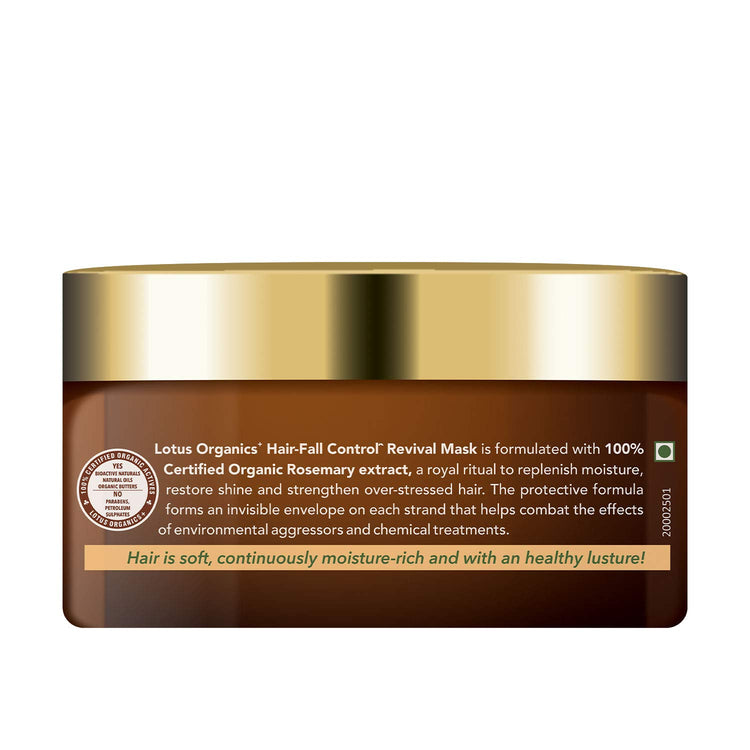 Lotus Organics+ Hair Fall Control Revival Hair Mask | 100% Certified Organic Red Onion & Shea Butter | Deeply Hydrates Hair & Prevents Breakage | Sulphate & Paraben Free | All Hair Types | 150g