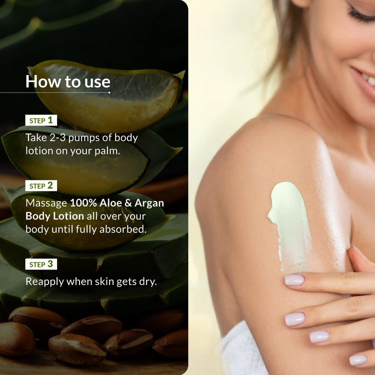 Lotus Botanicals 100% Aloe & Argan Body Lotion | Deeply moisturizes dry skin Smooth & Nourished Skin| Repairs Damaged Skin |No Parabens |All Skin Types |280 ml