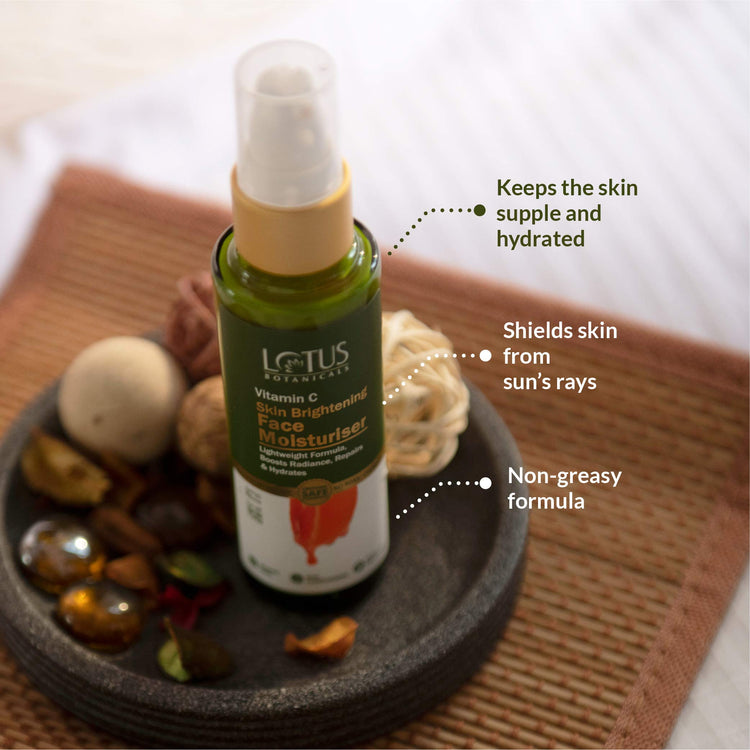 Lotus Botanicals Skin Brightening Face Moisturiser | Vitamin C | SPF 20 | PA+++ | Sulphate, Silicon & Chemical Free Face Cream | All Skin Types | 45g