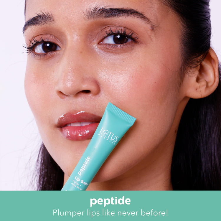 Lotus Herbals Peptide Lip Balm with SPF 15 for Dry and Chapped Lips, Repairs and Plumps Skin, Glossy Finish, With Hyaluronic Acid and Vitamin E, No Tint, Vanilla Scent, Vegan, For Men and Women (Transparent, 10gm)