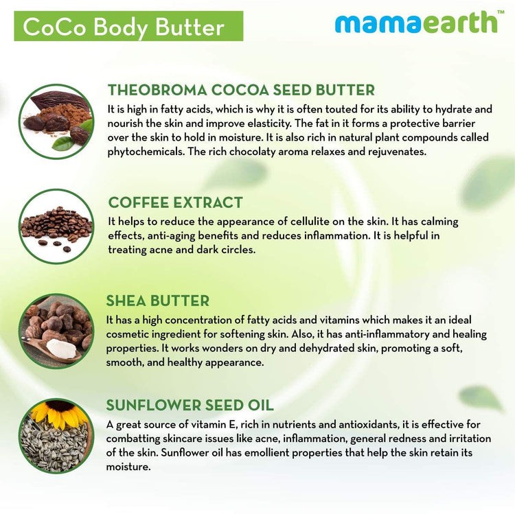 CoCo Body Butter for Dry Skin, with Coffee and Cocoa for Deep Moisturization- 200g