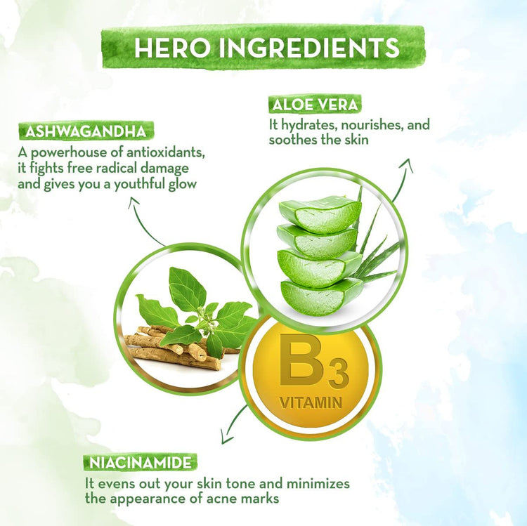 Aloe Vera Sunscreen Face Serum with Aloe Vera & Ashwagandha for UVA & B Protection - 30 ml