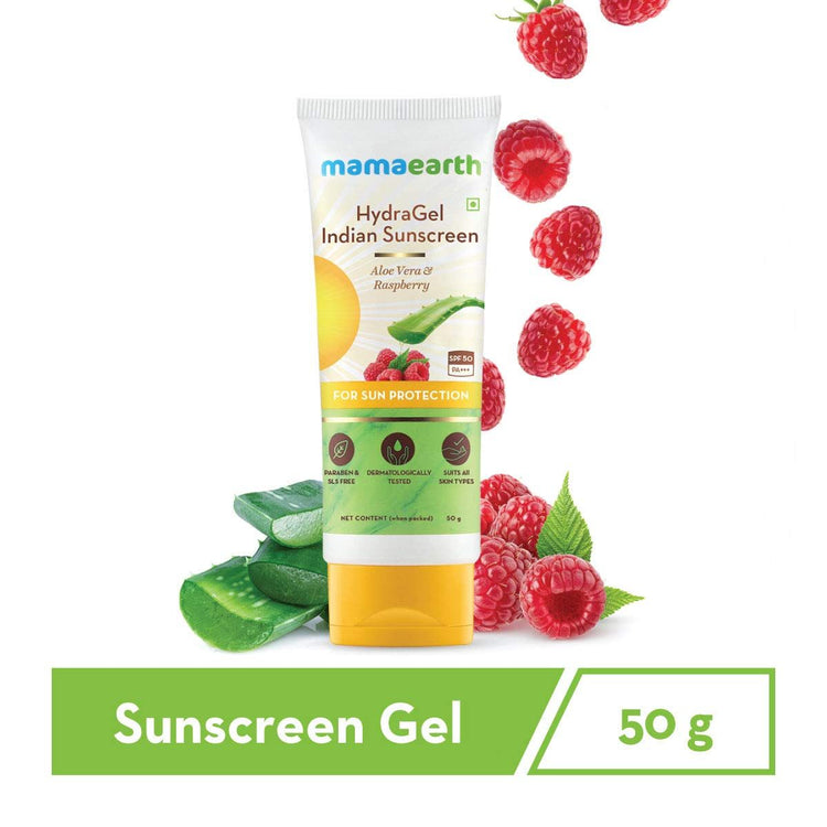 HydraGel Indian Sunscreen with Aloe Vera and Raspberry for Sun Protection - 50 g