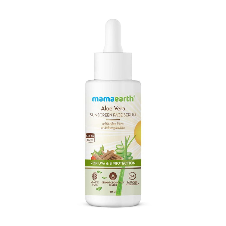 Aloe Vera Sunscreen Face Serum with Aloe Vera & Ashwagandha for UVA & B Protection - 30 ml