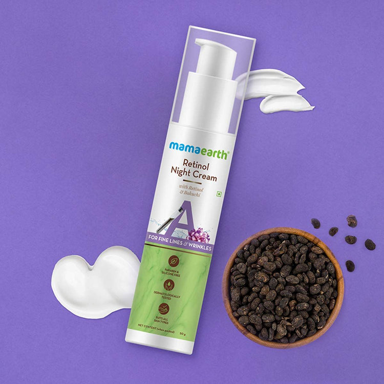 Retinol Night Cream For Women with Retinol and Bakuchi for Anti Aging, Fine Lines and Wrinkles - 50 g