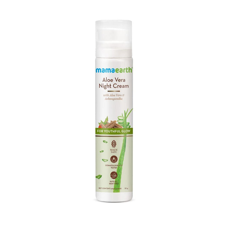 Aloe Vera Night Cream with Aloe Vera and Ashwagandha for a Youthful Glow – 50 g