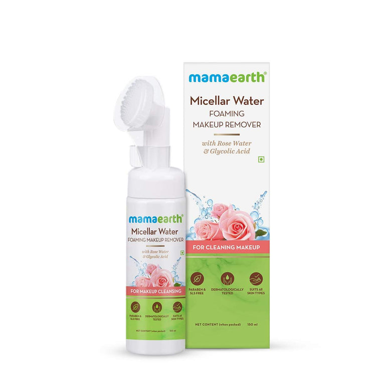 Micellar Water Foaming Makeup Remover with Rose Water and Glycolic Acid for Makeup Cleansing - 150 ml