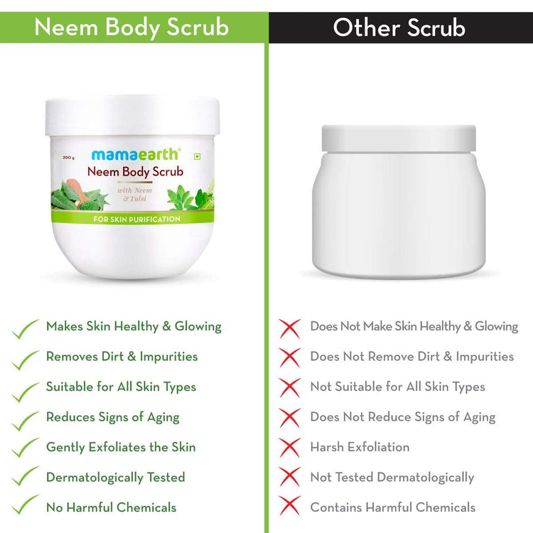Neem Body Scrub with Neem and Tulsi for Skin Purification - 200 g